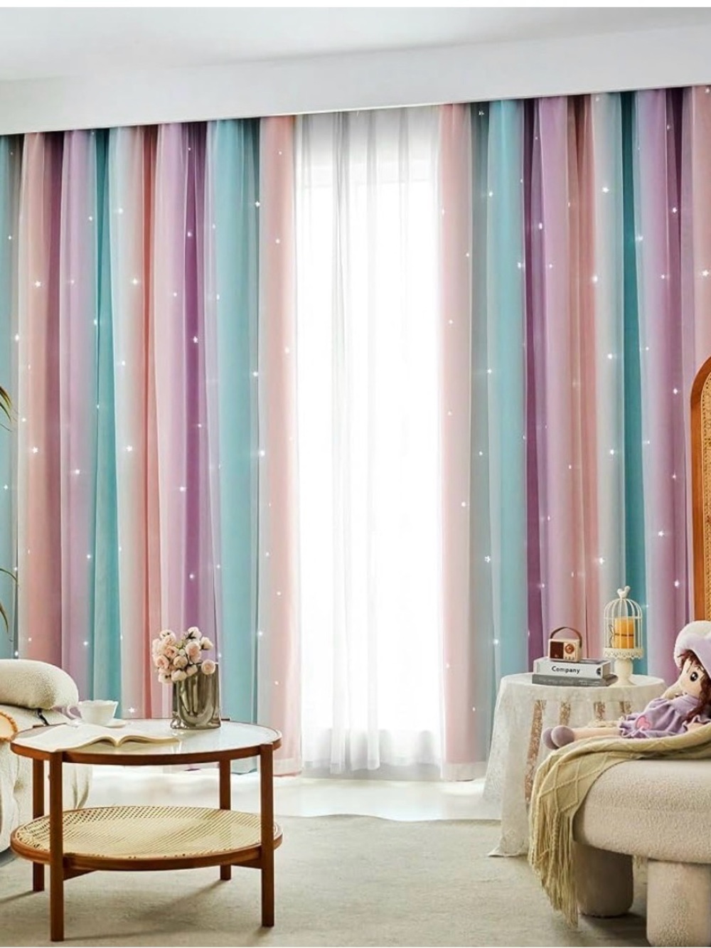 Star curtain set of 2 84 inch Curtains - Multicolor
